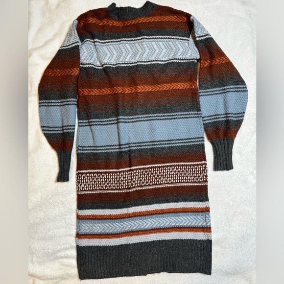 Striped Cardigan Sweater - Gray, Blue, Brown - Picture 5 of 5